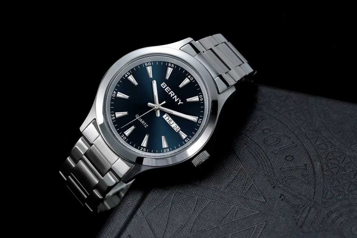 BERNY Watches for Men 40mm Luminous Elegance Dress Quartz Watch Calendar Week Luxury Waterproof Casual Business Men's Wristwatch
