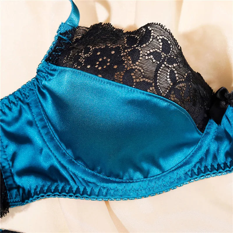 Patchwork Bra Brief Sets Navy Blue Lace Sexy Lingerie Fashion Thin Underwear Comfortable Panties New Arrivals Exotic Sets