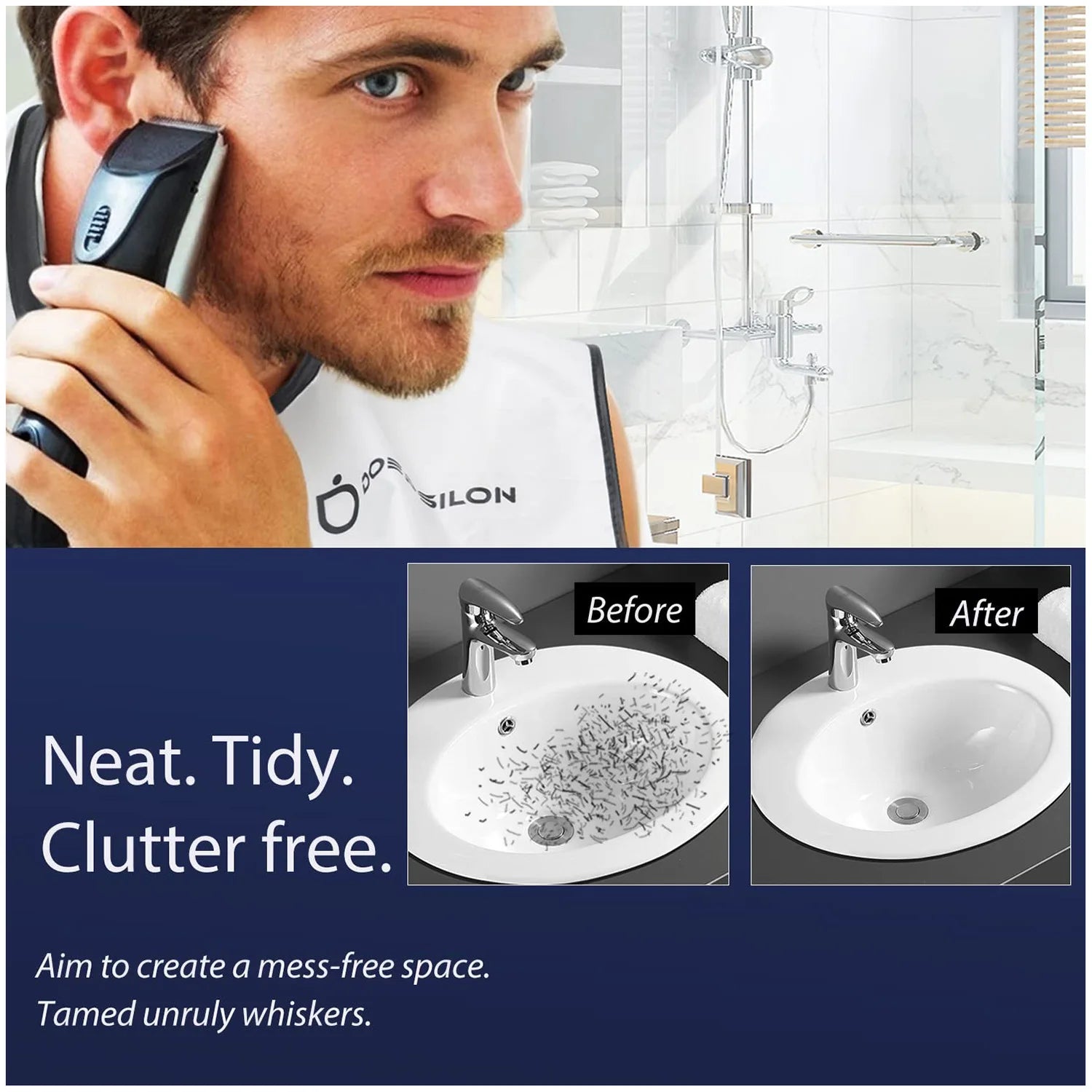 1pc Men Beard Shaving Apron Trimming Bib Creative Wall Mirror Suction Haircut Wrap Cape Home Salon Moustache Grooming Accessory