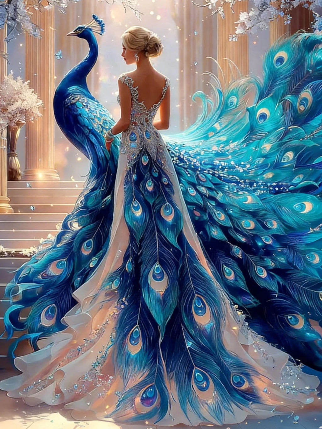 Huacan New Arrivals 2026 5D DIY Diamond Painting Peacock Princess Diamond Mosaic Animal Portrait Kit Gift