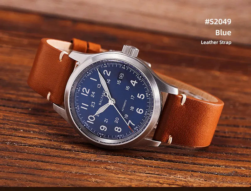 Baltany Military Field Watch S2049 Sapphire Calendar 24H Indicator Luxury Men's NH35 Auto Mechanical Homage Waterproof Watches