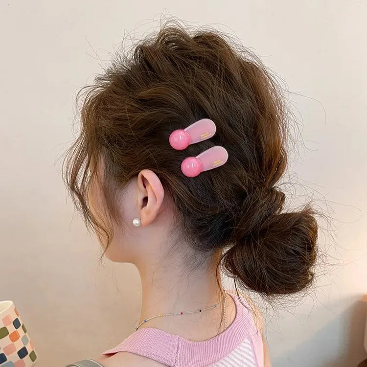 2pcs/set Mini Hair Clips for Women Sweet 3.5cm Bangs Edge Clip Cute Acetate Duckbill Girl New Arrivals Headwear Hair Accessories