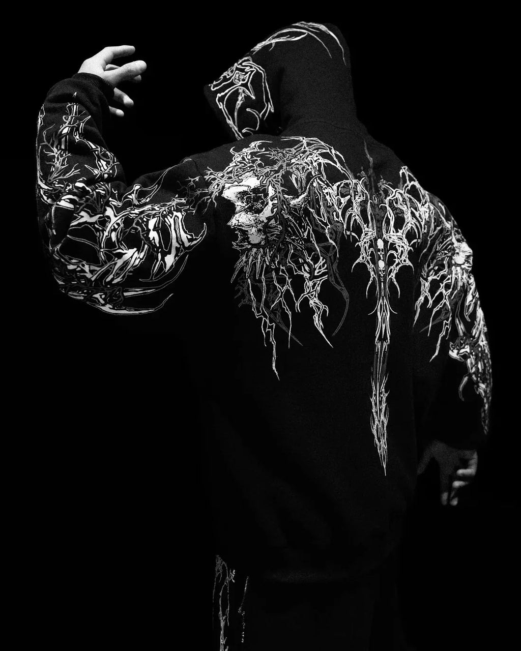 2025New American Style Men's Hooded Sweatshirt Trendy Brand Dark Style Sports Fitness High Street Autumn Winter Men's Sweatshirt