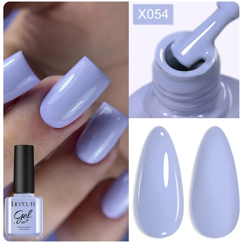 LILYCUTE 7ML Black White Color Gel Nail Polish Summer Colorful Gel Nail Art Semi Permanent UV Gel Soak Off UV LED Gel Varnishes