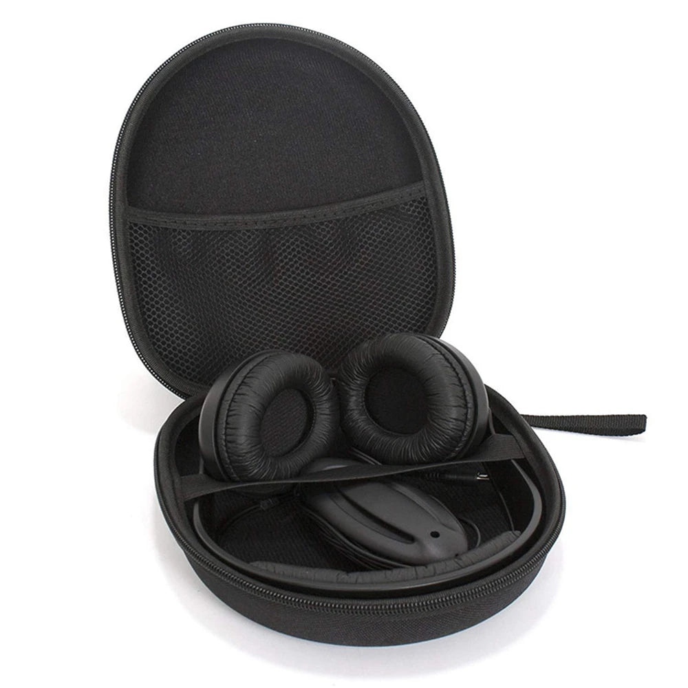 Portable Earphone Storage Bag Protective Hard Shell Black Headphone Carry Hard Case Data Cable Storage Box for Travel Headset