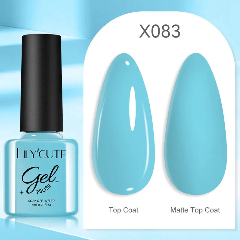 LILYCUTE 7ML Black White Color Gel Nail Polish Summer Colorful Gel Nail Art Semi Permanent UV Gel Soak Off UV LED Gel Varnishes