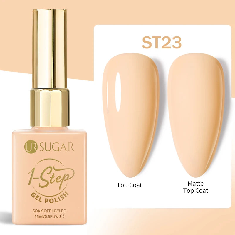 UR SUGAR 1-step Gel Polish 12ML Glitter Nail Spring Summer White Nude Pink Gel Nail Polish 3 IN 1 No Need Base Gel and Top Coat
