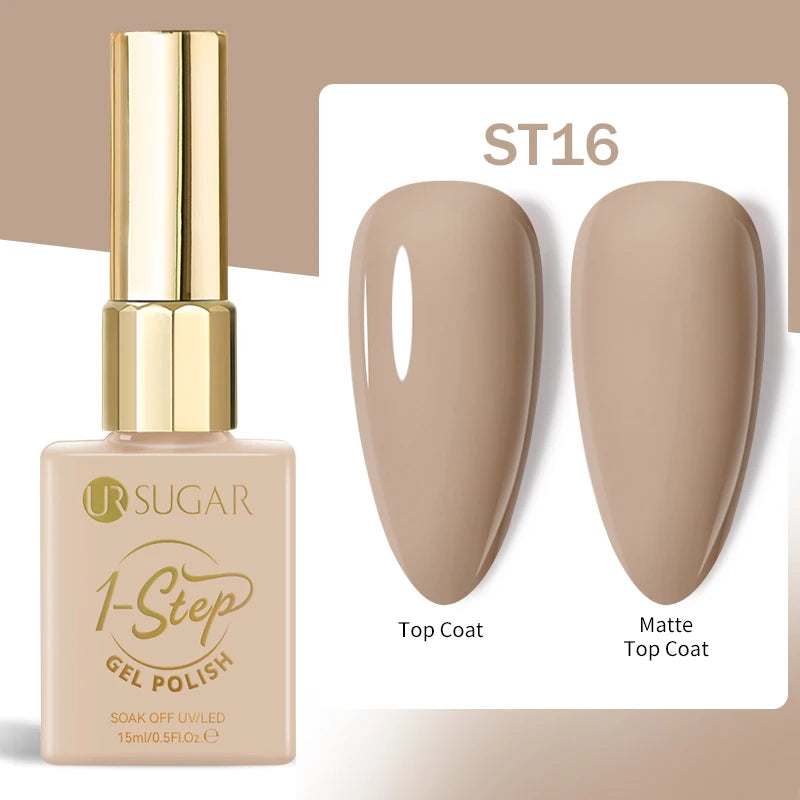 UR SUGAR 1-step Gel Polish 12ML Glitter Nail Spring Summer White Nude Pink Gel Nail Polish 3 IN 1 No Need Base Gel and Top Coat