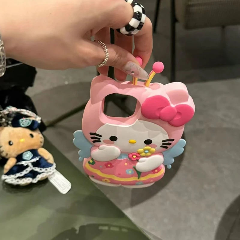 For iPhone 17 Pro Max 16 15 14 Plus 14 13 12 Mini 11 SE 7 8 X XS XR Cartoon Butterfly Kitty 3D Soft Silicone Phone Case