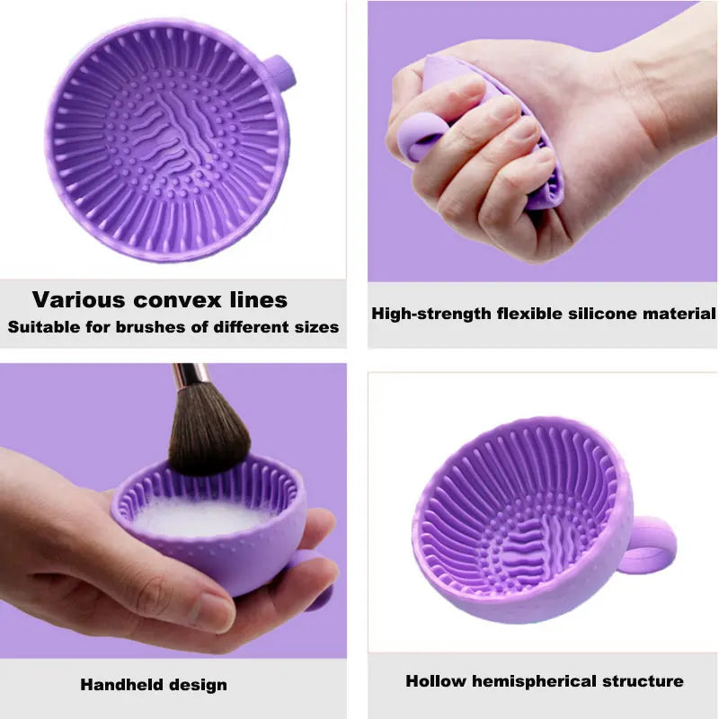 Silicone Makeup Brush Cleaner Bowl for Powder Puff Cosmetic Eyeshadow Makeup Brush Soft Silicone Folding Beauty Tools