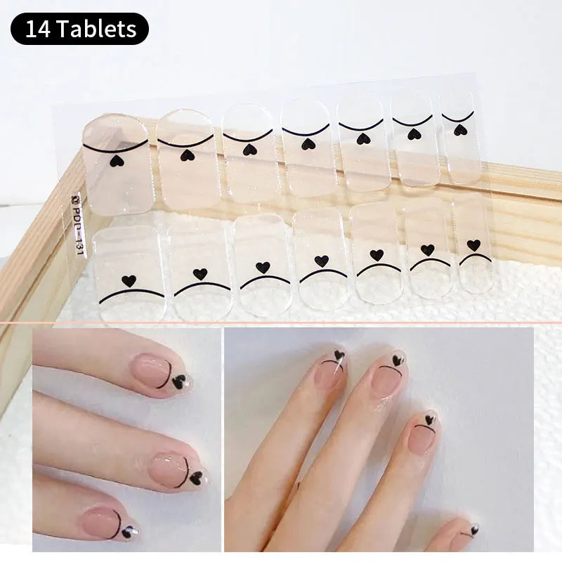 1pc DIY Baking-free Nail Stickers Long-Lasting Solid Color Fresh Flowers Christmas Autumn Nail Strips Patch Full Cover Decal