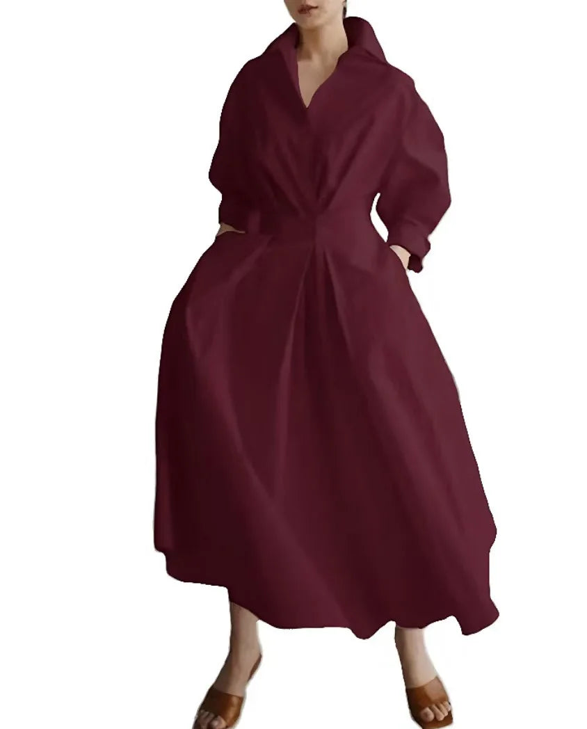 Women's Summer Dress Plus Size Commuter Polo Neck Loose Fit New Elegant Trendy Minimalist Fashionable Niche Versatile Casual Fit