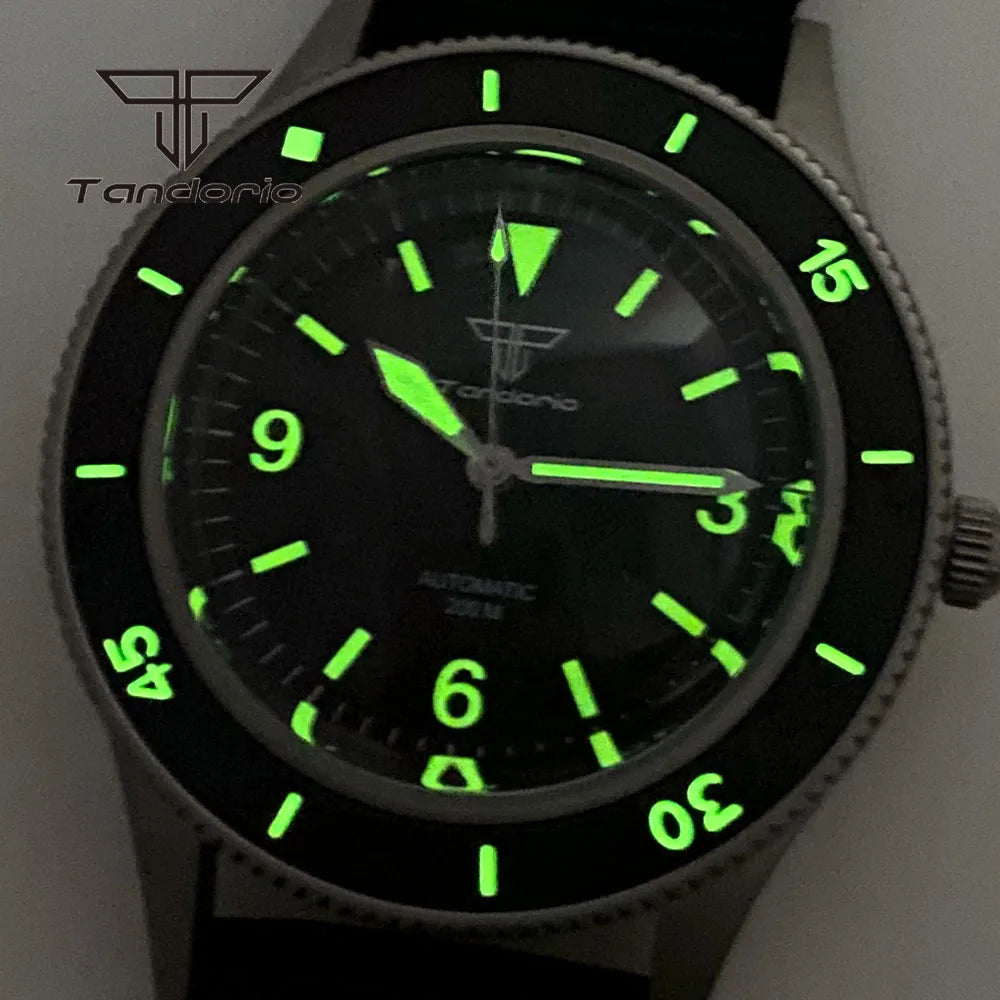 Tandorio Mechanical 40mm 50-Fathoms Style Men Watch Miyota8215/PT5000 Movt Domed Sapphire Glass Waterproof Wristwatch Luminous