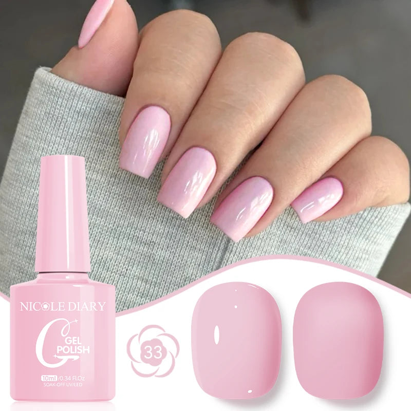 NICOLE DIARY Glass Beads Cat Magnetic Gel Nail Polish Spring Summer Gel Nail Sparkly Gel Varnish Soak off Nail Manicure Art
