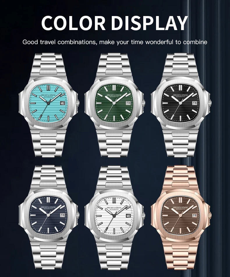 New Arrivals Specht & Söhne Mens Watches Classic Watch Automatic Watch Rose Gold Stainless Steel Relogio Masculino Waterproof