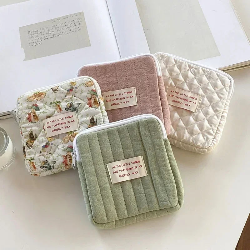 Women Small Cosmetic Bag Zipper Girls Mini Sanitary Napkins Makeup Lipstick Bags Travel Earphone Coin Organizer Pouch Bags
