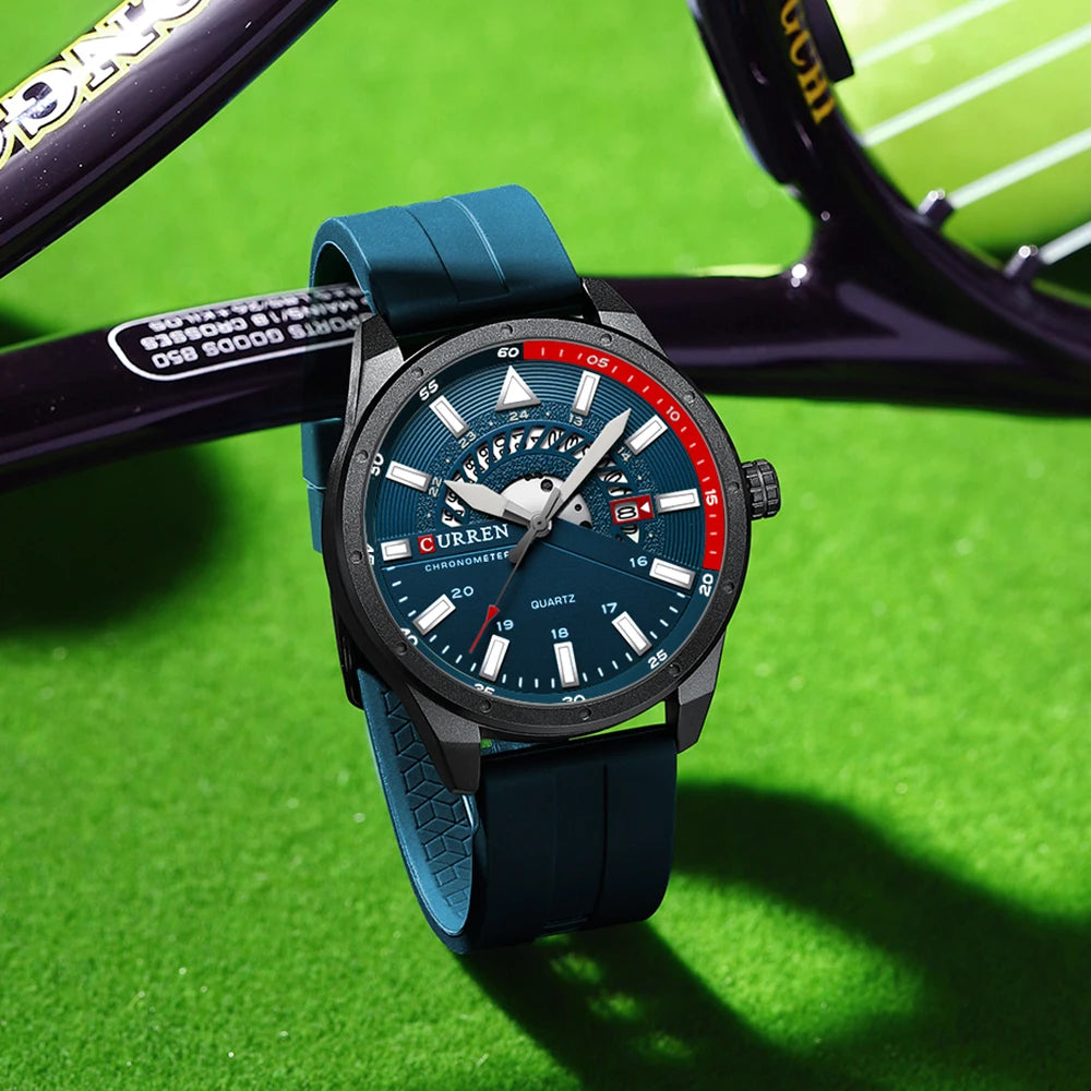 CURREN 8421 Men's Watch Luxury Men's Quartz Watch Breathable Leather Strap Waterproof Business Casual Sports Men's Watch