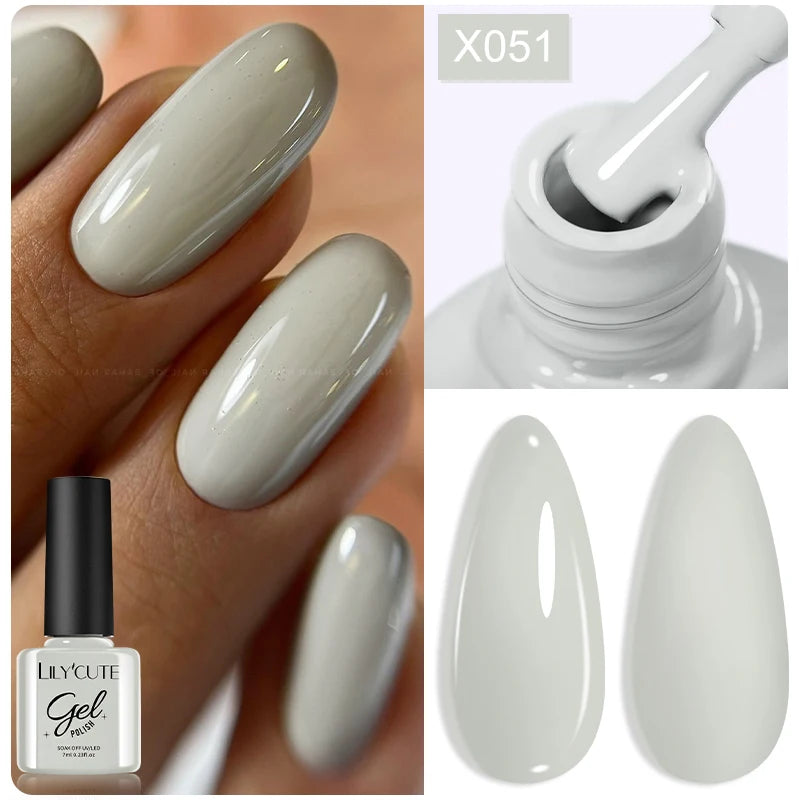 LILYCUTE 7ML Black White Color Gel Nail Polish Summer Colorful Gel Nail Art Semi Permanent UV Gel Soak Off UV LED Gel Varnishes