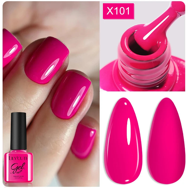 LILYCUTE 7ML Black White Color Gel Nail Polish Summer Colorful Gel Nail Art Semi Permanent UV Gel Soak Off UV LED Gel Varnishes