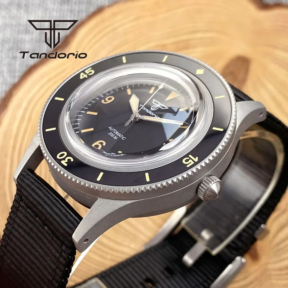 Tandorio Mechanical 40mm 50-Fathoms Style Men Watch Miyota8215/PT5000 Movt Domed Sapphire Glass Waterproof Wristwatch Luminous