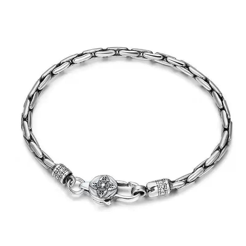 New Silver Color Male Personality Six Character True Words Diamond pestle hemp rope bracelet Thai retro trendy style chain