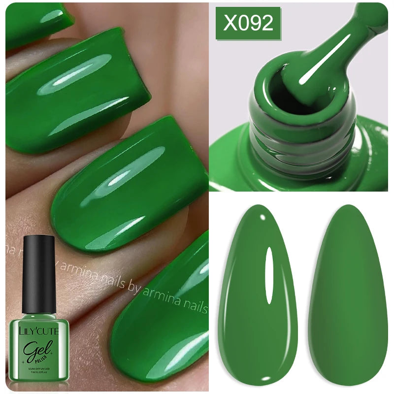 LILYCUTE 7ML Black White Color Gel Nail Polish Summer Colorful Gel Nail Art Semi Permanent UV Gel Soak Off UV LED Gel Varnishes