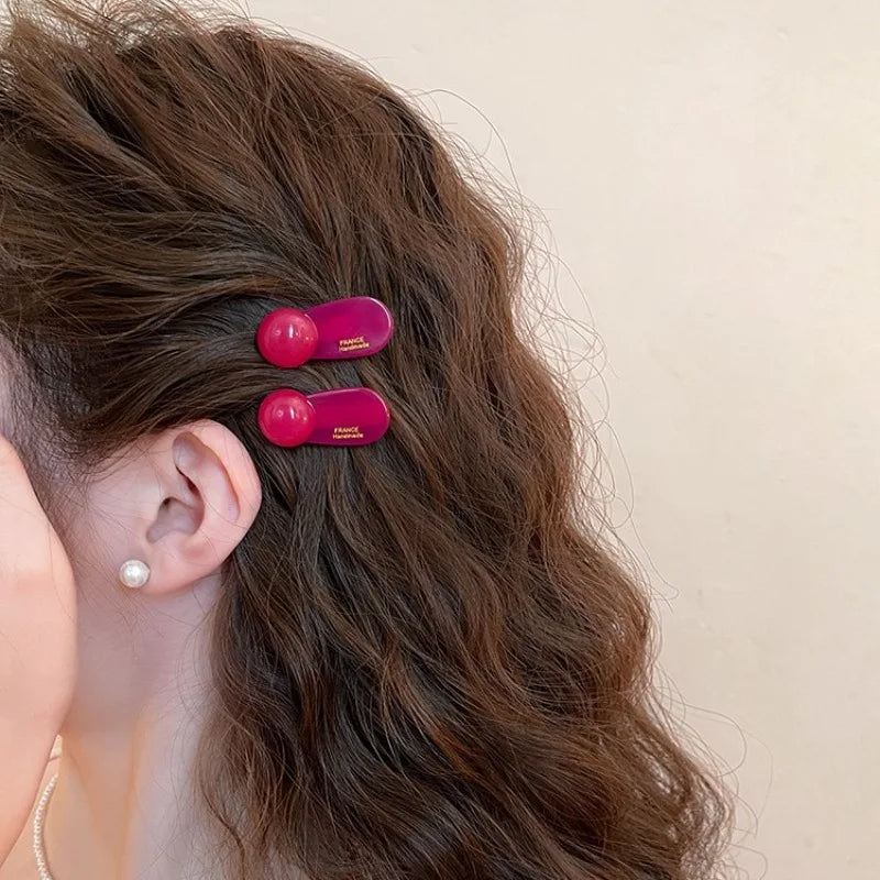 2pcs/set Mini Hair Clips for Women Sweet 3.5cm Bangs Edge Clip Cute Acetate Duckbill Girl New Arrivals Headwear Hair Accessories