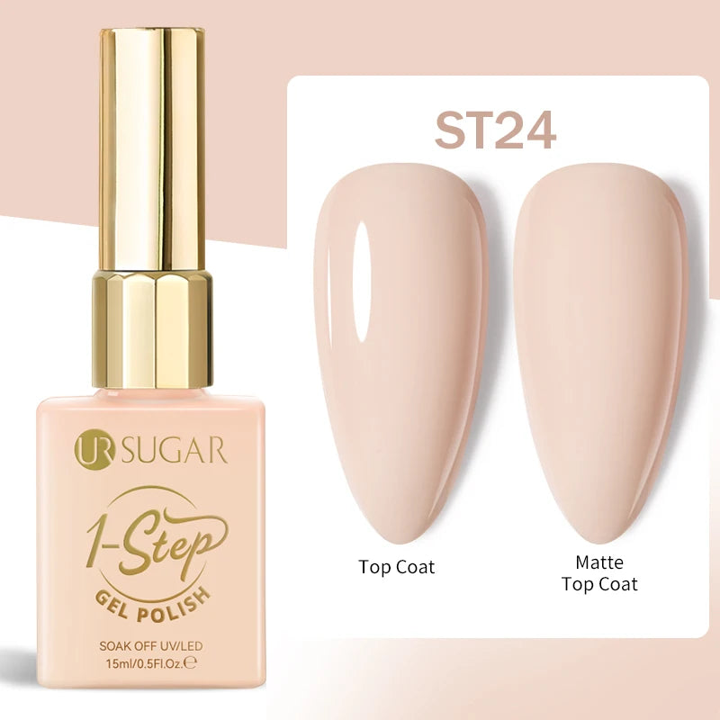 UR SUGAR 1-step Gel Polish 12ML Glitter Nail Spring Summer White Nude Pink Gel Nail Polish 3 IN 1 No Need Base Gel and Top Coat
