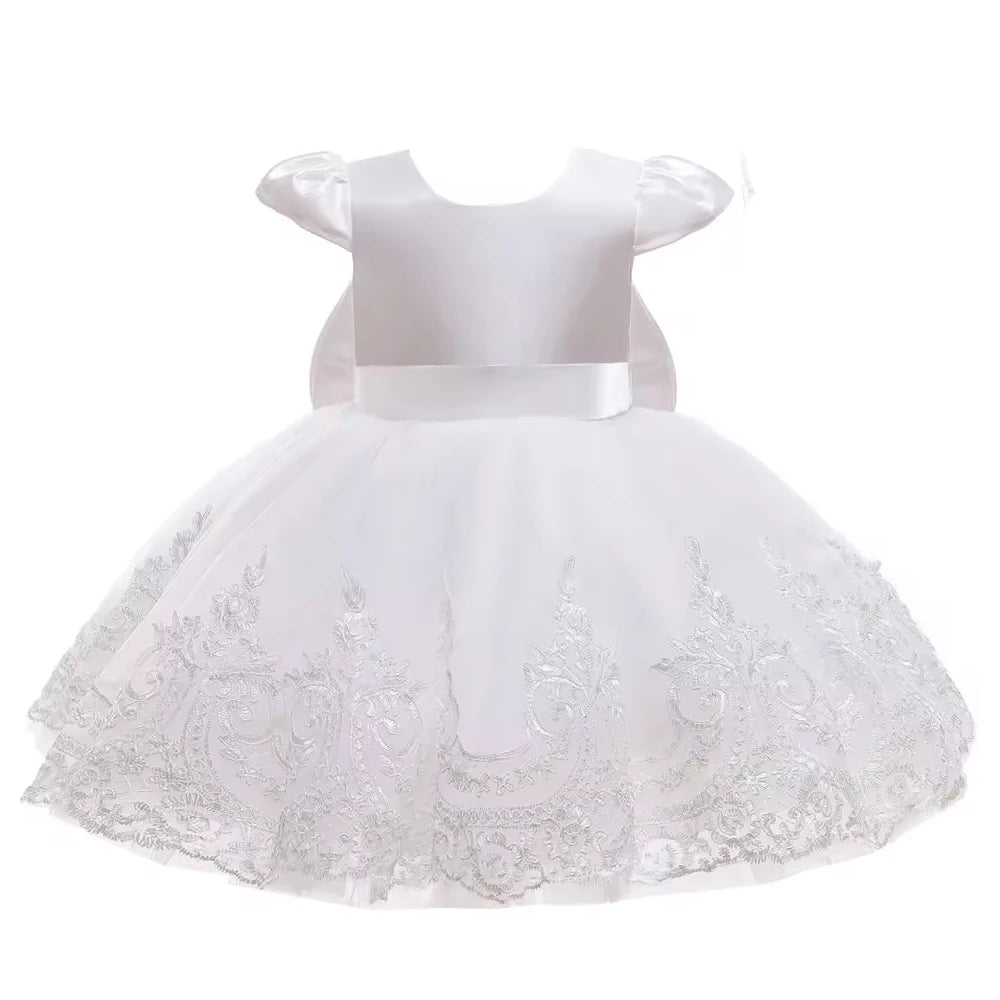 Baby Embroidery Elegant Princess Dress for Girls Luxury Lace Vintage Children Festival Party Gown 0-2Y Formal Weddings Dresses