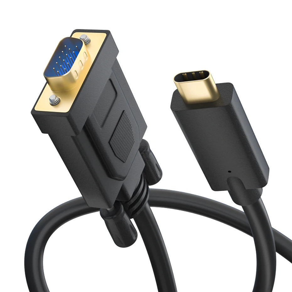 USB C to VGA Adapter Cable 1.8M/1M USB-C USB 3.1 Type C to VGA Male Cable for Apple Macbook Pro Air Mini Iphone 17/16/15 Dell