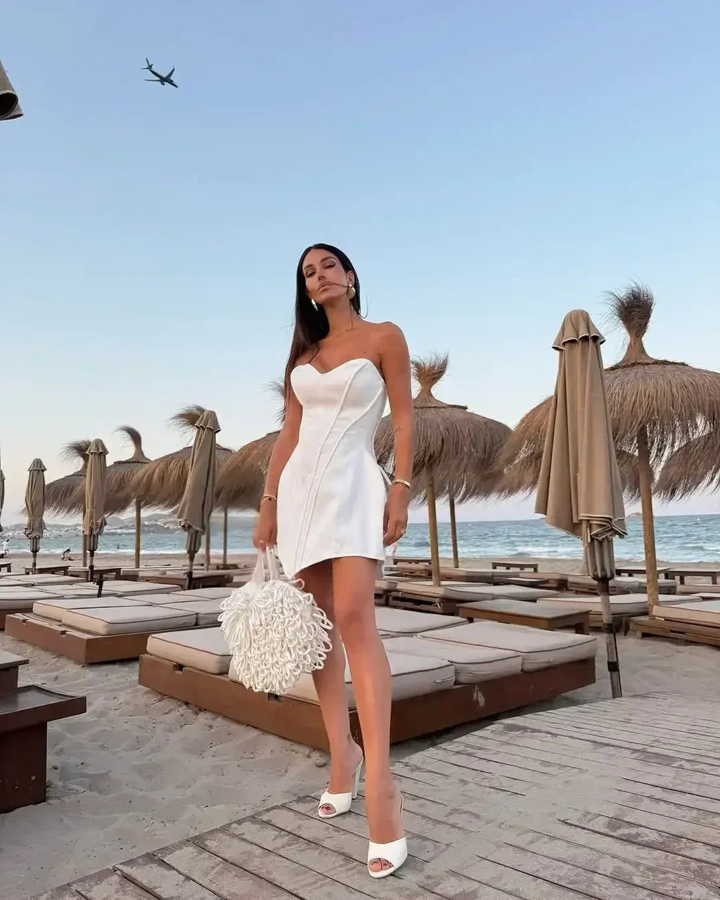 Fashion Women Strapless Backless Dress Off-shoulder Corset Bustier Party Club Dresses 2025 Chic Lady Waist Cinching Evening Gown