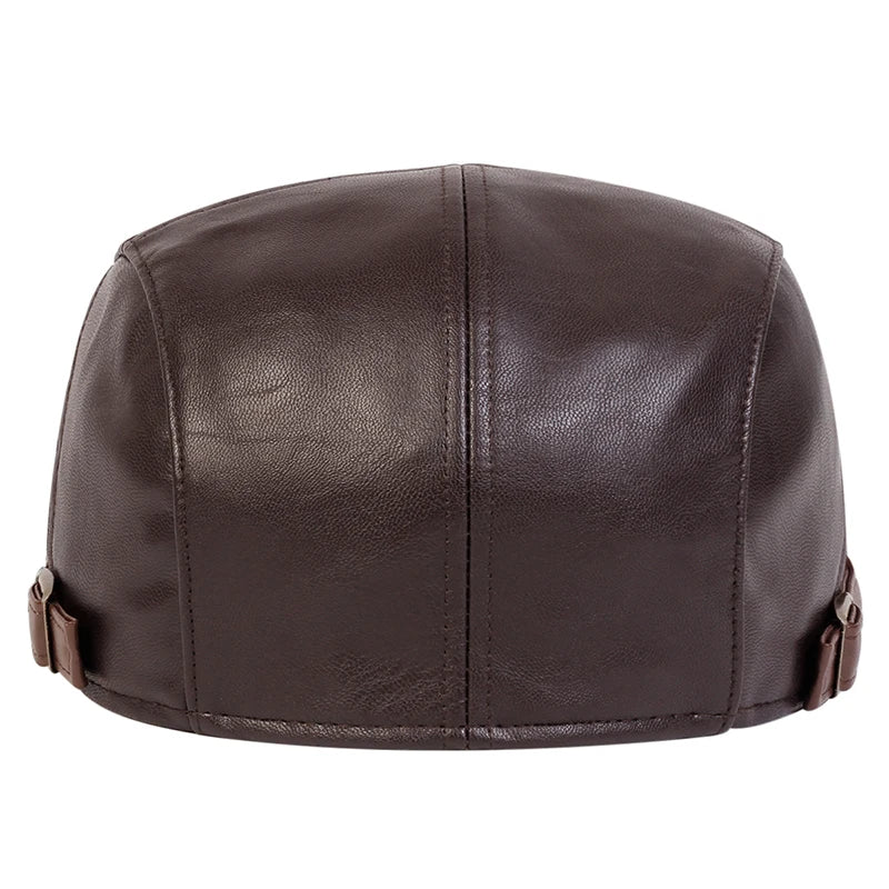 Men Retro Pu Leather Newsboy Caps JAMONT labeling British Painters Hats Spring Autumn Side Adjustable Flat Cap Hip Hop Berets
