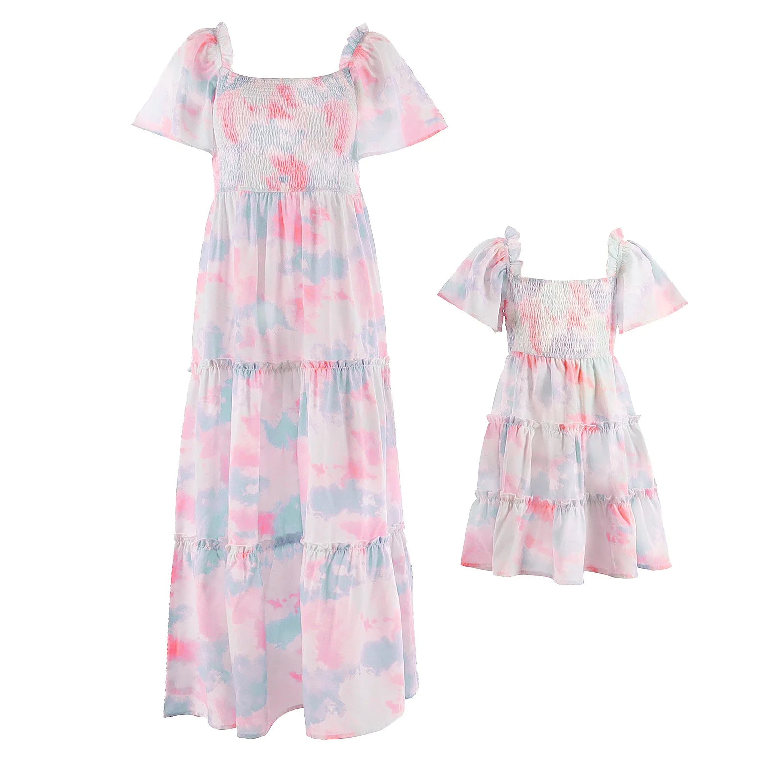 Summer Long Dress Robe Femme Casual Family Matching Outfits Boho Children's Clothing Beach Mother Daughter Dress Vestidos