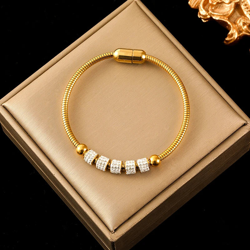 EILIECK 316L Stainless Steel Gold Color Bangles Bracelet For Women New Trendy Wrist Chain Waterproof Jewelry Gift Party Bijoux