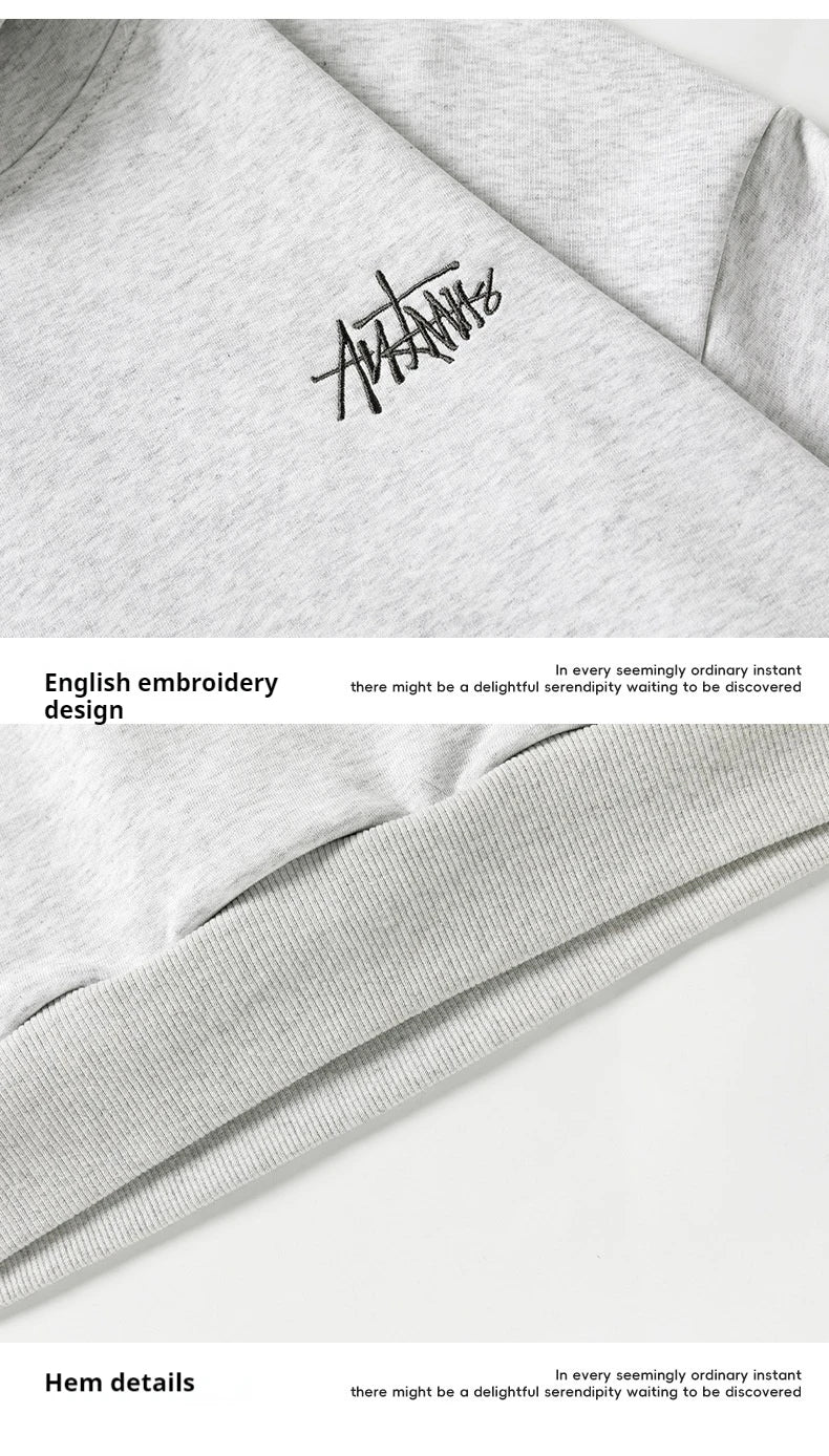 400G Heavy Thick Letter Embroidered Hoodies for Men's Autumn Winter Style American Trendy Couple Loose Hoodie Coat