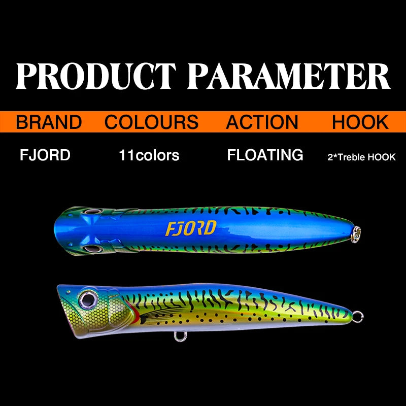 FJORD 180mm 80g Popper Hard Baits Swimbait Big Eye Fish Bait Lures New Arrivals 2025 Fishing Surface Walker Fishing Accessories