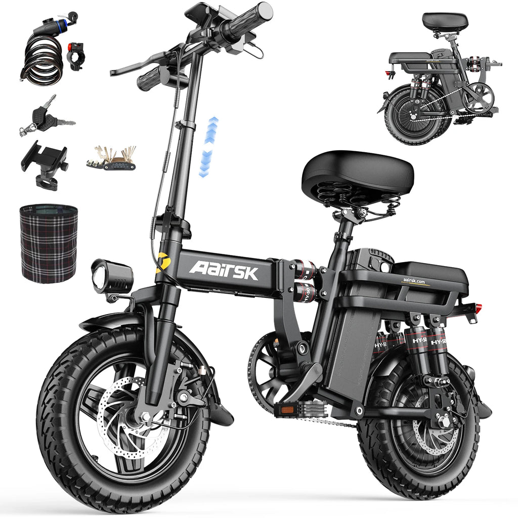Aairsk US Stock Warehouse E Bike 14 Inch Electric Folding Bike 500W Portable Electric Bike Mini Folding Electric Bicycle