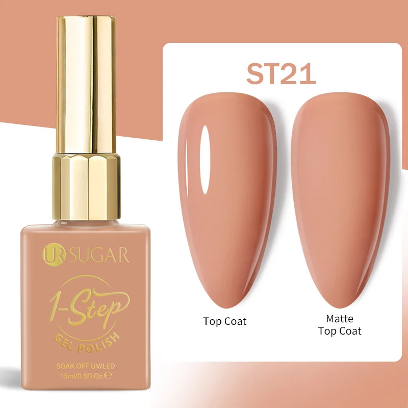 UR SUGAR 1-step Gel Polish 12ML Glitter Nail Spring Summer White Nude Pink Gel Nail Polish 3 IN 1 No Need Base Gel and Top Coat