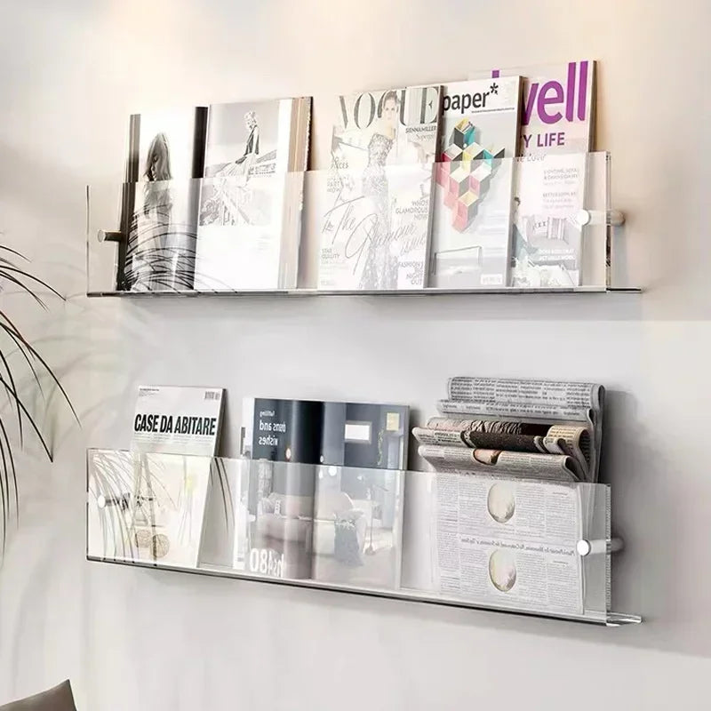 Children's Book Shelves Creative Acrylic Storage Rack Wall Mounted Picture Book Holder Magazine Display Shelf New Arrivals