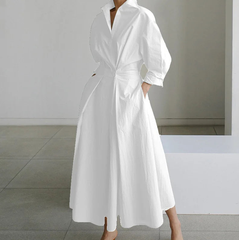 Women's Summer Dress Plus Size Commuter Polo Neck Loose Fit New Elegant Trendy Minimalist Fashionable Niche Versatile Casual Fit