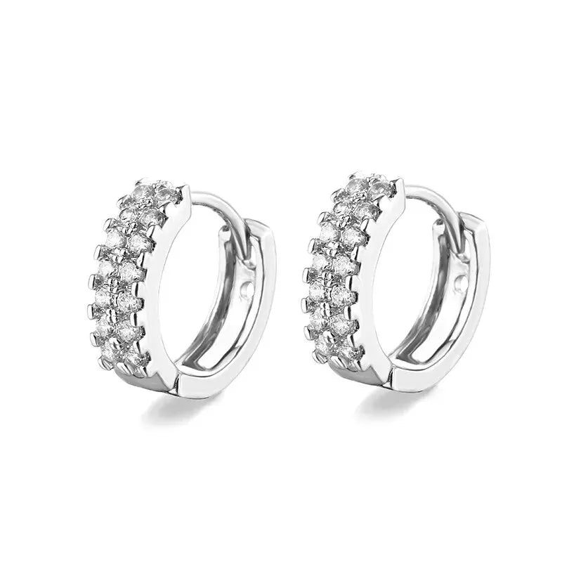 Trendy Gold Color Cubic Zirconia Round Copper Earrings For Women Metal Crystal Earring Party Birthday Everyday Jewelry