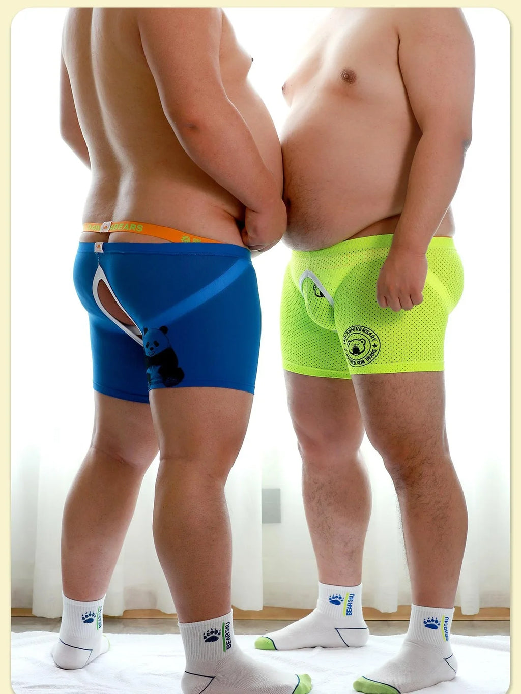 New Arrivals 1 Set 2 Pcs Bear Gay Proud Underwear, 1 Bear Claw Paw Expose Buttocks Crotch Boxer Shorts, 1 Sexy Jocks, M L XL XXL