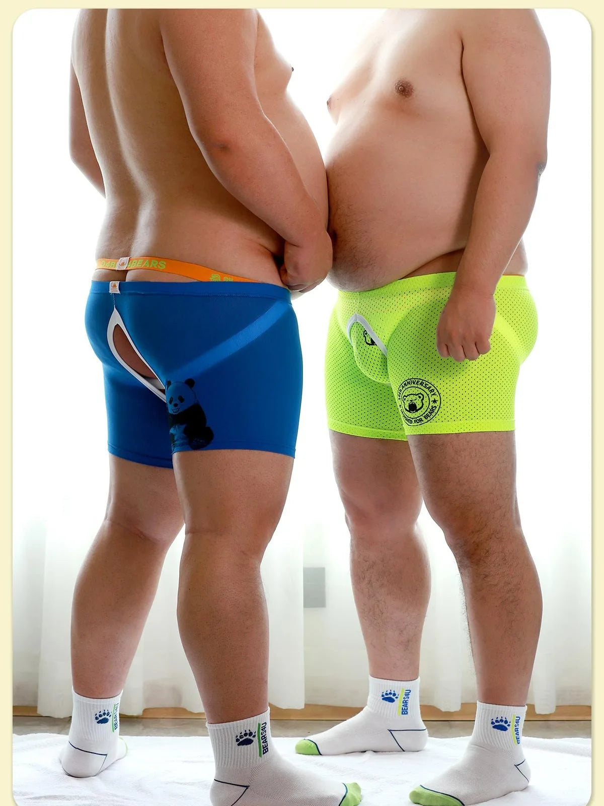 New Arrivals 1 Set 2 Pcs Bear Gay Proud Underwear, 1 Bear Claw Paw Expose Buttocks Crotch Boxer Shorts, 1 Sexy Jocks, M L XL XXL