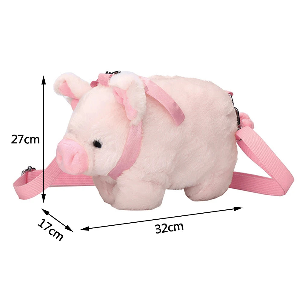 Pink Piglet Plush Bag Korean Version Large Capacity Lady Shoulder Bag Cartoon Ins Cute Doll Messenger Bag Handbags Crossbody
