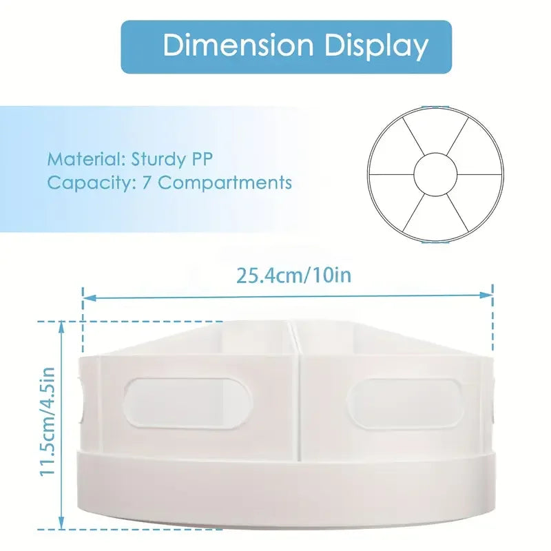 360° Rotating Desk Organizer With 7 Removable Bins – Multi- Pen Holder Stationery Organizers Accessories Office School Supplies