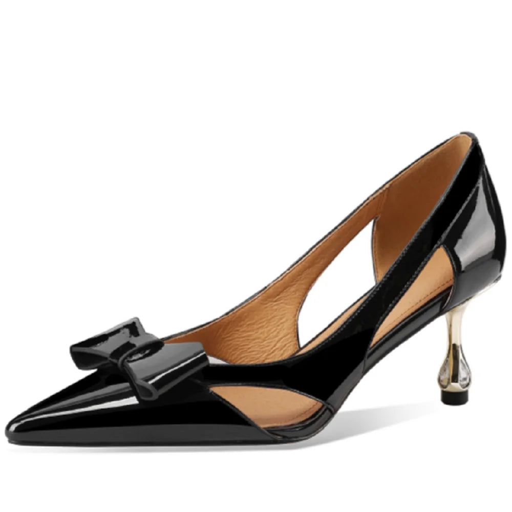 【JOCHEBED HU】Full Genuine Leather Pointed Toe Women Summer Street Wear Stiletto Heels Office Lady Gorgeous Pumps 33-43