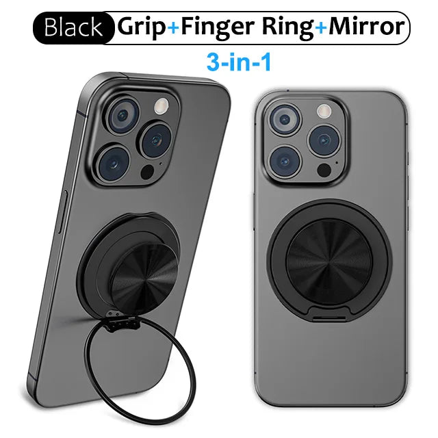 Grippopso Magnetic Suction Phone Mount Built-in Mirror Socket for MagSafe Grip Holder, Adjustable Cell Phone Stand for Desk