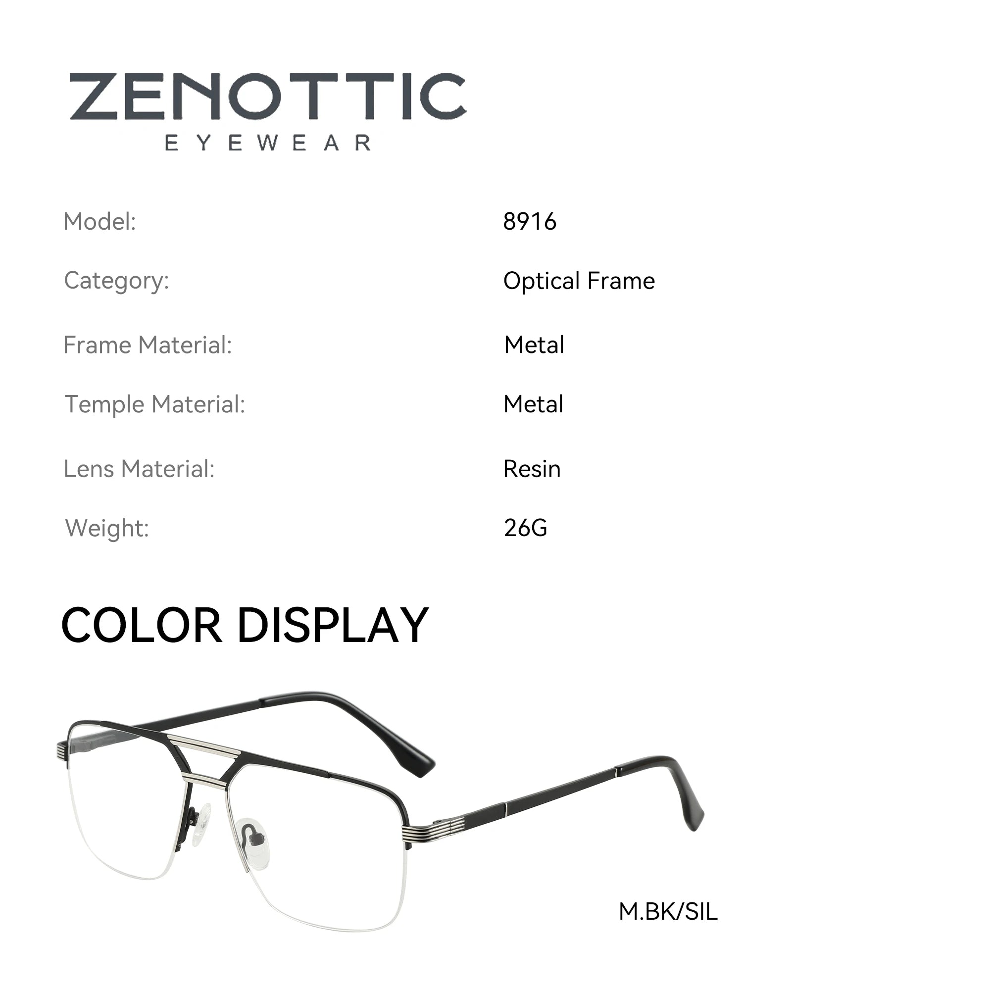 ZENOTTIC (XL Size) 2025 New Arrivals Half-frame Aviator Prescription Eyeglasses Anti Blue Ray Photochromic Optical Glasses