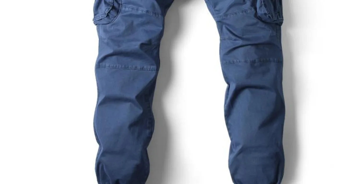 Spring Summer Men's Casual Fashion Work Pants Cuffed Multiple Pockets Slim Fit Youth Leisure Trousers Trendy Brand