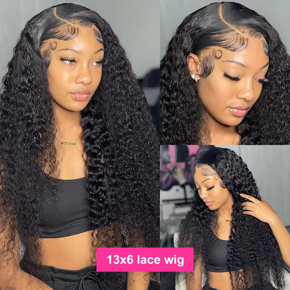 Kinky Curly Human Hair Wigs Deep Wave 13x6 HD Lace Frontal Wig Black Brazilian 13x4 HD Lace Front Remy Human Hair Wigs For Women